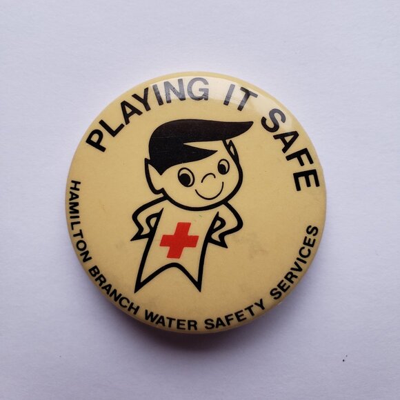 Playing It Safe Hamilton Branch Water Safety Services Pinback Pin Button - Picture 1 of 2